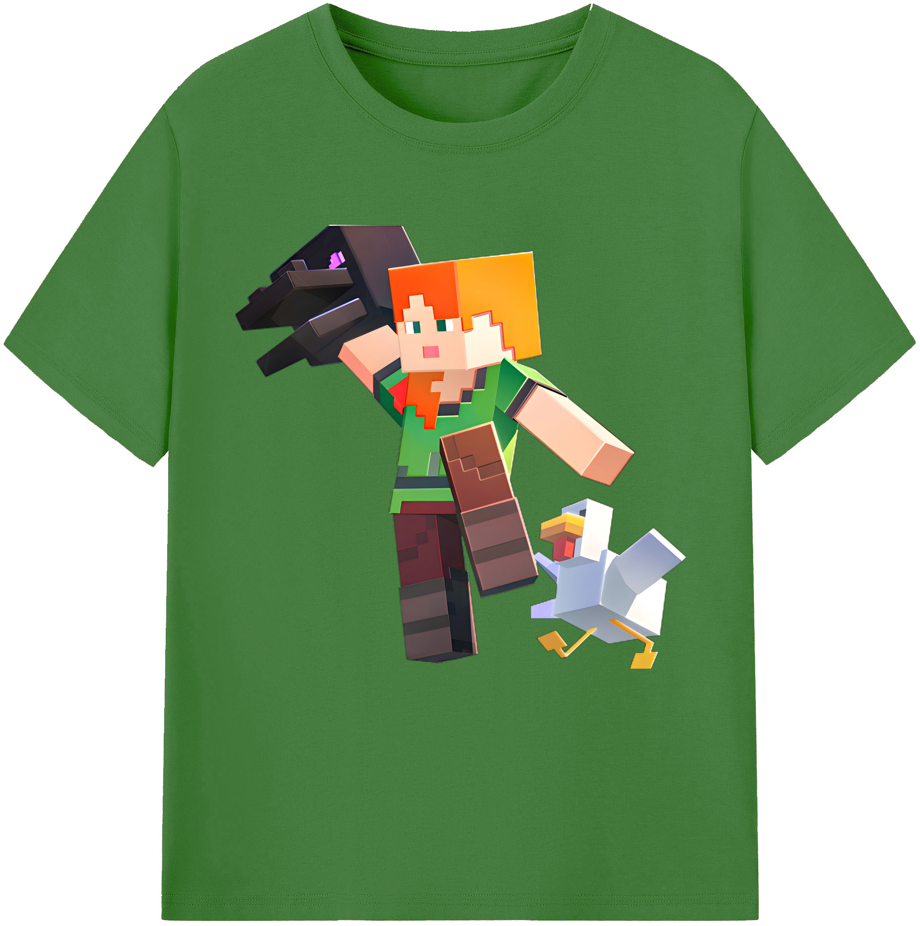 （画像用） マインクラフト ブロックの世界 Minecraft MC Block world レディースカジュアルプリントTシャツ（綿100％）